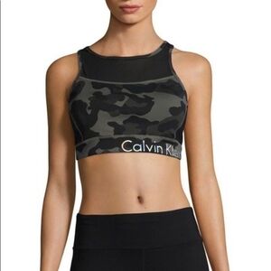 Calvin Klein Performance Women's Sports Bra Camo With Black Mesh Size Small